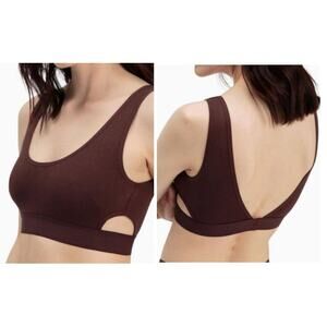 RICHER POORER Scoop Cutout Bralette Java Brown Sports Bra Crop Top Size S